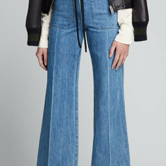 Victoria Beckham Denim - Victoria Beckham Light Blue Wide Leg Jeans